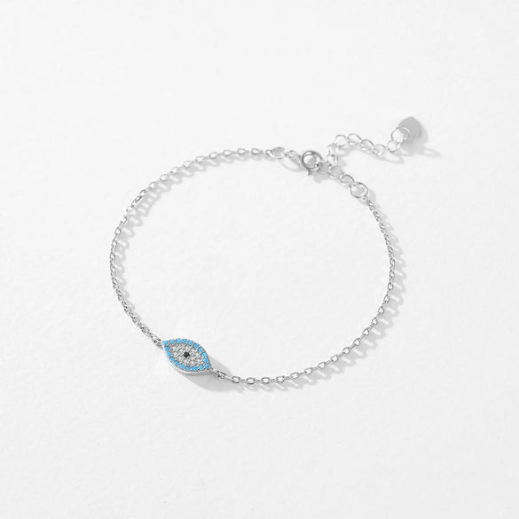 Wholesale Ins Style Simple Style Devil'S Eye Sterling Silver Rhodium Plated Turquoise Zircon Bracelets