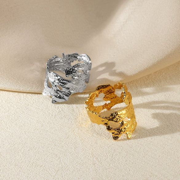 Wholesale Ins Style Simple Titanium Steel And Stainless Steel Ring 18K Goldplated Asymmetrical Geometric Jewelry For Women