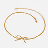 Wholesale Ins Style Stainless Steel Bow Snake Bone Chain Clavicle Necklace For Women With Vacuum Real Gold Plating