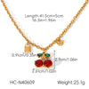 Wholesale Ins Style Stainless Steel Cherry Shaped Fruit Pattern Vacuum Electroplated In Furnace Pendant Necklace For Women