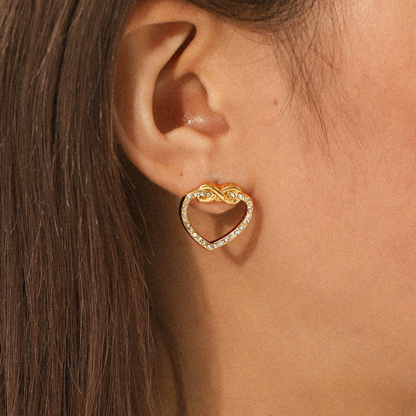 Wholesale Ins Style Stainless Steel Heart And Geometric Diamond Earrings For Women