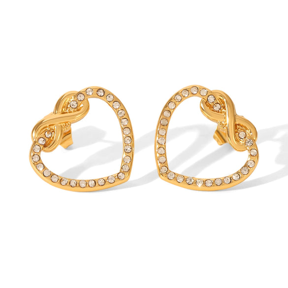 Wholesale Ins Style Stainless Steel Heart And Geometric Diamond Earrings For Women