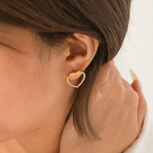 Wholesale Ins Style Stainless Steel Heart And Geometric Diamond Earrings For Women