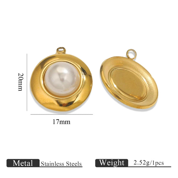 Wholesale Ins Style Stainless Steel Imitation Pearl Pendant Jewelry Accessories With 18K Gold Electroplated Totem Pattern Handmade