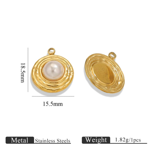Wholesale Ins Style Stainless Steel Imitation Pearl Pendant Jewelry Accessories With 18K Gold Electroplated Totem Pattern Handmade