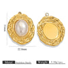 Wholesale Ins Style Stainless Steel Imitation Pearl Pendant Jewelry Accessories With 18K Gold Electroplated Totem Pattern Handmade