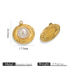 Wholesale Ins Style Stainless Steel Imitation Pearl Pendant Jewelry Accessories With 18K Gold Electroplated Totem Pattern Handmade