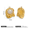 Wholesale Ins Style Stainless Steel Imitation Pearl Pendant Jewelry Accessories With 18K Gold Electroplated Totem Pattern Handmade