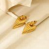 Wholesale Ins Style Striped Heart Shaped Stainless Steel 18K Gold Plated Earrings For Women