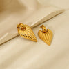 Wholesale Ins Style Striped Heart Shaped Stainless Steel 18K Gold Plated Earrings For Women