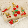 Wholesale Ins Style Titanium Steel Fruit Pattern Dripping Oil Pendant Necklace For Women