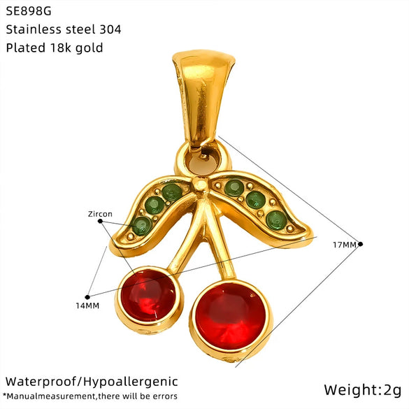Wholesale Ins Style Titanium Steel Fruit Pattern Dripping Oil Pendant Necklace For Women
