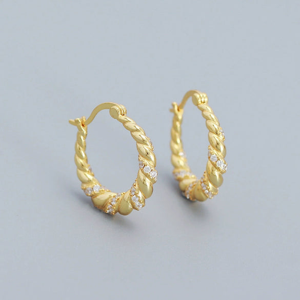 Wholesale Ins Style Ushaped S925 Silver Electroplated Micro Inlay Women's Earrings