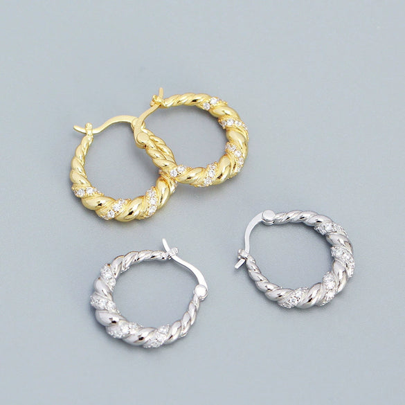 Wholesale Ins Style Ushaped S925 Silver Electroplated Micro Inlay Women's Earrings