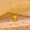Wholesale Ins Style Women's Jewelry Titanium Steel Necklace With Clover Pendant And Plants And Flowers Pattern Electroplated Design