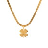 Wholesale Ins Style Women's Jewelry Titanium Steel Necklace With Clover Pendant And Plants And Flowers Pattern Electroplated Design