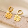 Wholesale Ins Style Women's Jewelry Titanium Steel Necklace With Clover Pendant And Plants And Flowers Pattern Electroplated Design