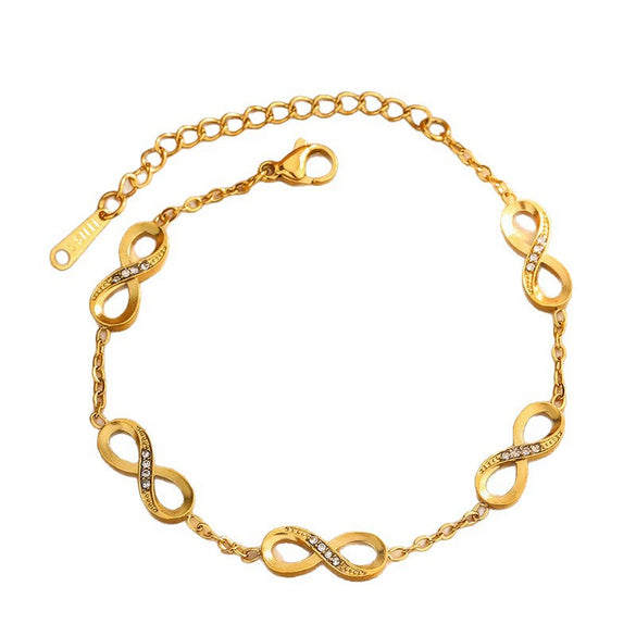 Wholesale Ins Style Women's Stainless Steel Jewelry Set With Cross Crown Roman Numerals Infinity Symbol Electroplated Necklace Bracelet Earrings