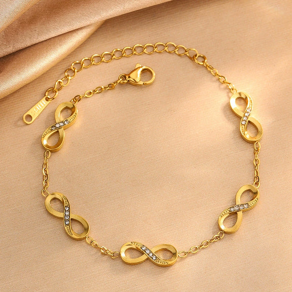 Wholesale Ins Style Women's Stainless Steel Jewelry Set With Cross Crown Roman Numerals Infinity Symbol Electroplated Necklace Bracelet Earrings