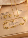 Wholesale Ins Style Women's Stainless Steel Jewelry Set With Cross Crown Roman Numerals Infinity Symbol Electroplated Necklace Bracelet Earrings
