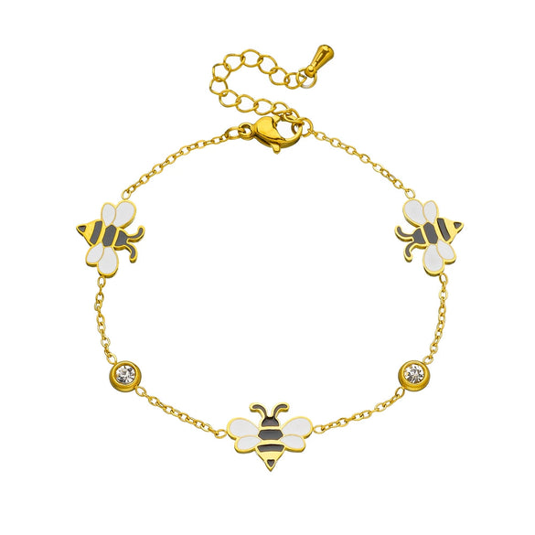 Wholesale Insect Bee Pattern Stainless Steel Goldplated Jewelry Bracelet For Women