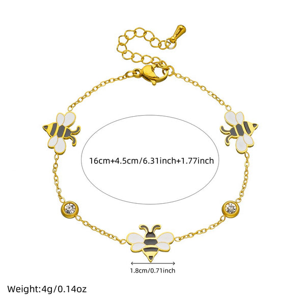 Wholesale Insect Bee Pattern Stainless Steel Goldplated Jewelry Bracelet For Women