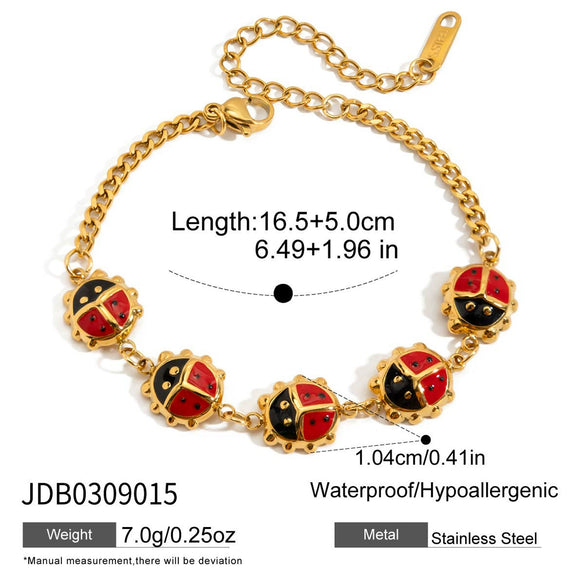 Wholesale Insect Bracelet For Women Stainless Steel Electroplating Geometric Ladybug Design