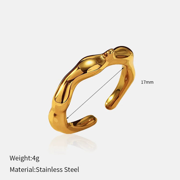 Wholesale Insect Pattern Stainless Steel 18K Gold Plated Open Ring Jewelry For Women