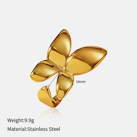 Wholesale Insect Pattern Stainless Steel 18K Gold Plated Open Ring Jewelry For Women