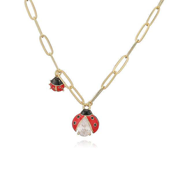 Wholesale Insect Patterned Copper Pendant Necklace With Zirconia For Women Rectangular Chain Style