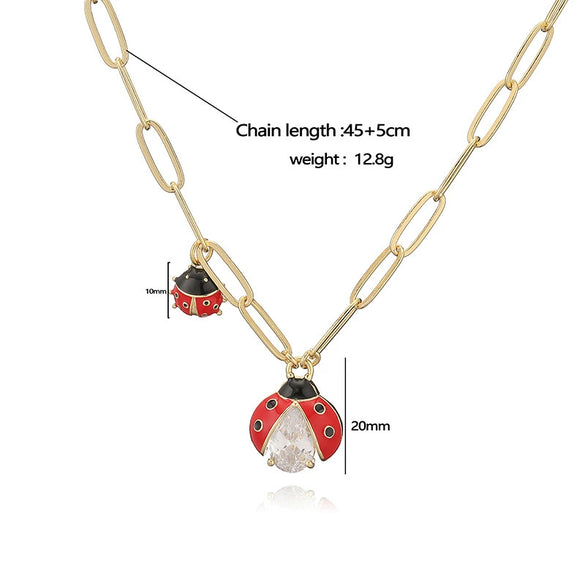 Wholesale Insect Patterned Copper Pendant Necklace With Zirconia For Women Rectangular Chain Style