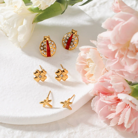 Wholesale Insect Shape Stainless Steel Electroplated Earrings For Women