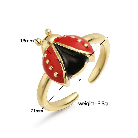 Wholesale Insect Shaped Copper Ring With Dripping Oil Design Personality Style For Women