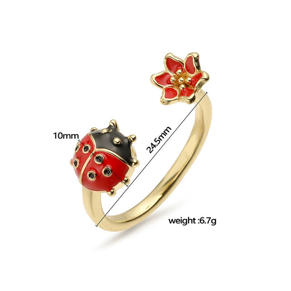 Wholesale Insect Shaped Copper Ring With Dripping Oil Design Personality Style For Women