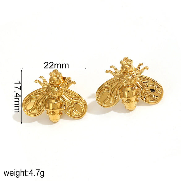 Wholesale Insect Stainless Steel 18K Gold Plated Highend Earrings