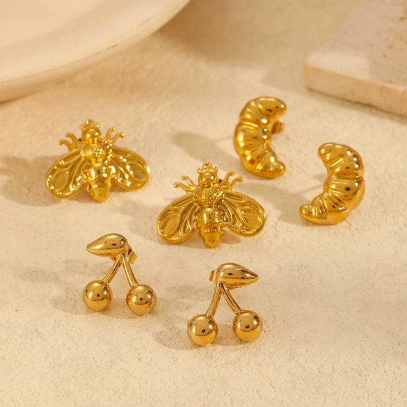 Wholesale Insect Stainless Steel 18K Gold Plated Highend Earrings