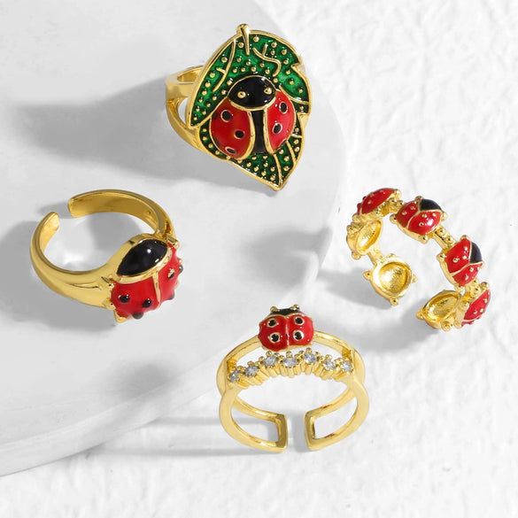 Wholesale Insect Style Copper Electroplated Real Gold Ring
