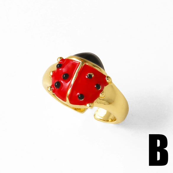 Wholesale Insect Style Copper Electroplated Real Gold Ring