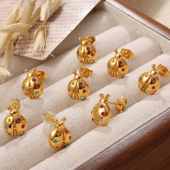 Wholesale Insect Style 316L Stainless Steel Earrings For Women With Electroplating Treatment