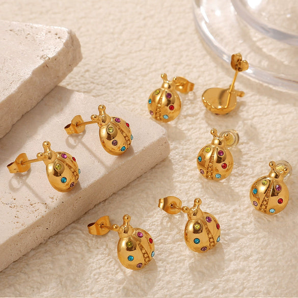 Wholesale Insect Style 316L Stainless Steel Earrings For Women With Electroplating Treatment