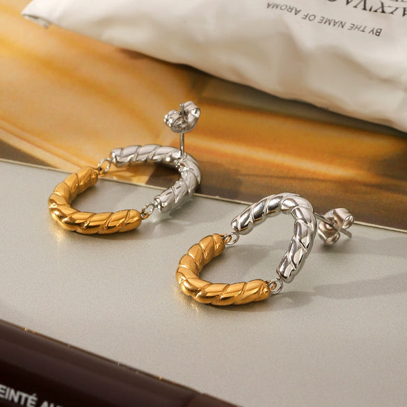 Wholesale Insstyle Geometric Stainless Steel Electroplated Twotone Oval Earrings For Women