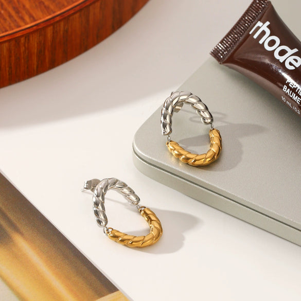 Wholesale Insstyle Geometric Stainless Steel Electroplated Twotone Oval Earrings For Women