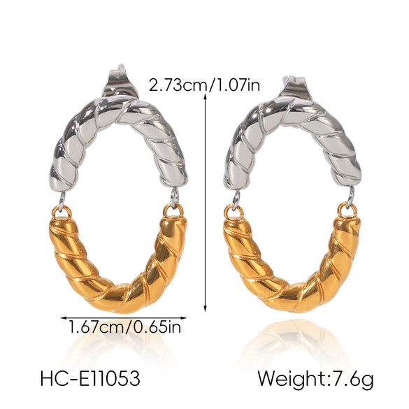 Wholesale Insstyle Geometric Stainless Steel Electroplated Twotone Oval Earrings For Women