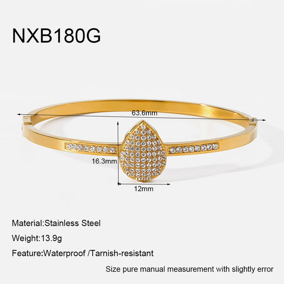 Wholesale Insstyle 18K Goldplated Geometric Zircon Clasp Stainless Steel Bracelet For Women