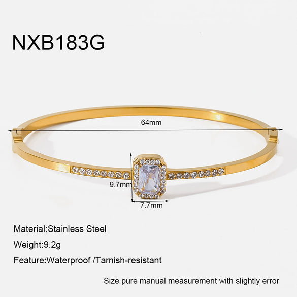 Wholesale Insstyle 18K Goldplated Geometric Zircon Clasp Stainless Steel Bracelet For Women