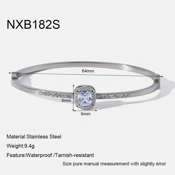 Wholesale Insstyle 18K Goldplated Geometric Zircon Clasp Stainless Steel Bracelet For Women