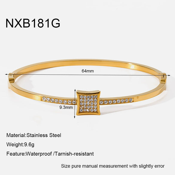 Wholesale Insstyle 18K Goldplated Geometric Zircon Clasp Stainless Steel Bracelet For Women