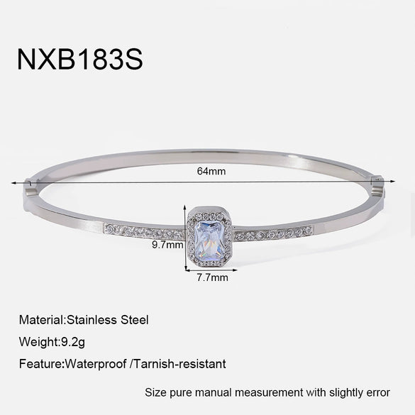 Wholesale Insstyle 18K Goldplated Geometric Zircon Clasp Stainless Steel Bracelet For Women