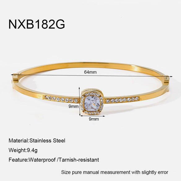 Wholesale Insstyle 18K Goldplated Geometric Zircon Clasp Stainless Steel Bracelet For Women