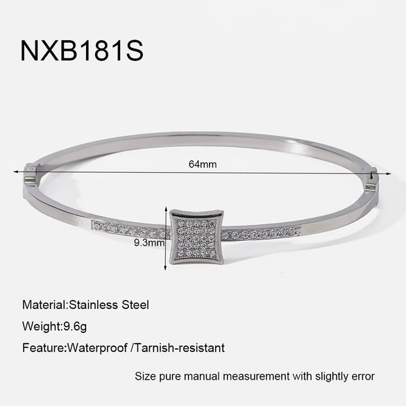 Wholesale Insstyle 18K Goldplated Geometric Zircon Clasp Stainless Steel Bracelet For Women